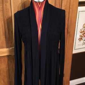 Anthropologie shawl collar top with smocked detail